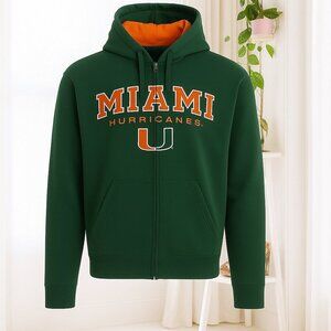 Old Varsity Brand Miami Hurricanes Hoodie Men’s Large Green Orange NCAA College